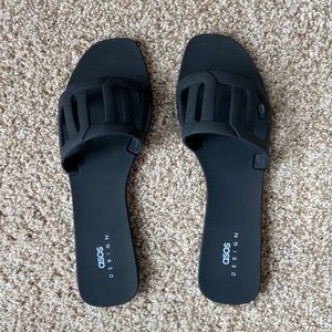 ASOS black slide sandals NWT